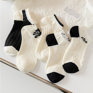 Combo 5 đôi tất nữ cổ lửng cotton thoáng khí ngăn mùi - Vớ nữ cổ vừa phối dày siêu xinh King Shop