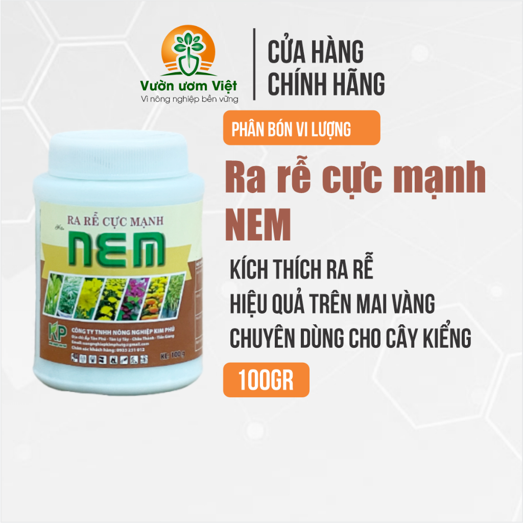 Phân bón kích rễ NEM siêu kích rễ dưỡng lá cho rau màu, cây ăn trái, cây kiểng - 100gr