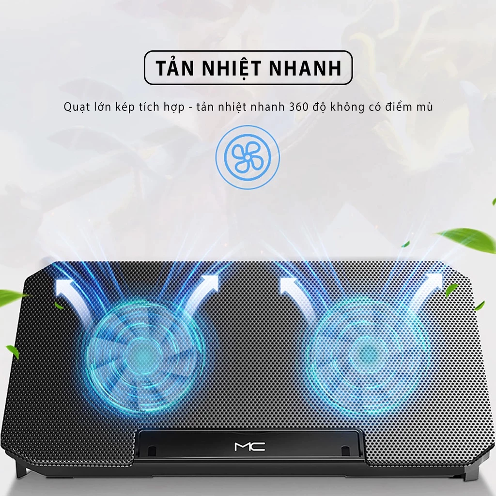 Đế Tản Nhiệt Laptop N99 COOLING PAD cho laptop từ 17 inch trở xuống- Loại Cao Cấp, 1 Fan/ 2 Fan , Đế