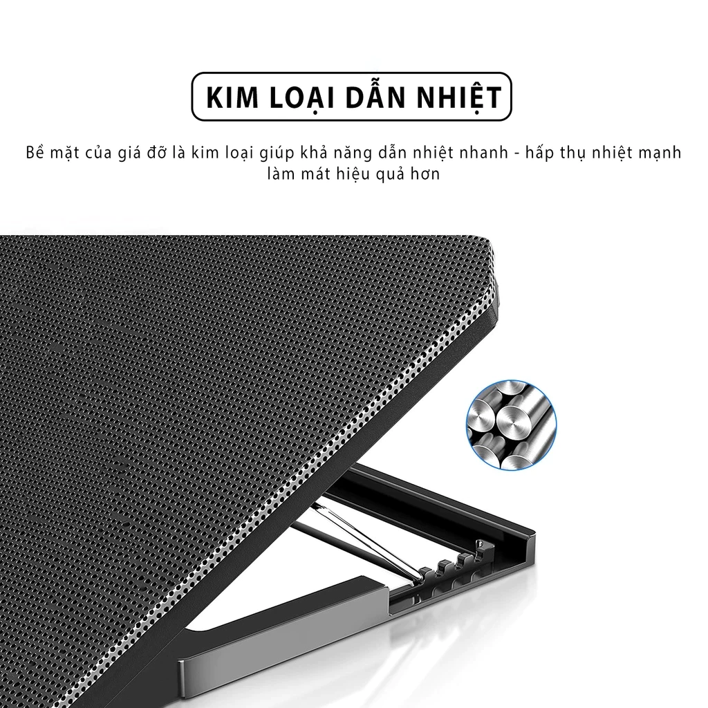 Đế Tản Nhiệt Laptop N99 COOLING PAD cho laptop từ 17 inch trở xuống- Loại Cao Cấp, 1 Fan/ 2 Fan , Đế