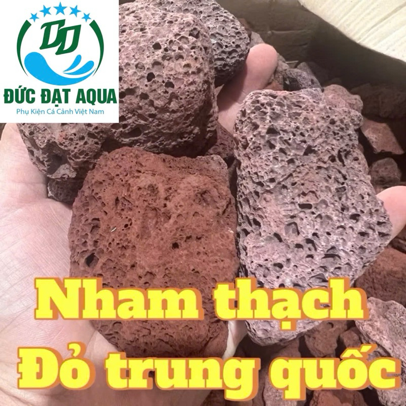 đá nham thạch đỏ 1kg Trung Quốc cỡ to lọc nước cho bể cá cảnh 6