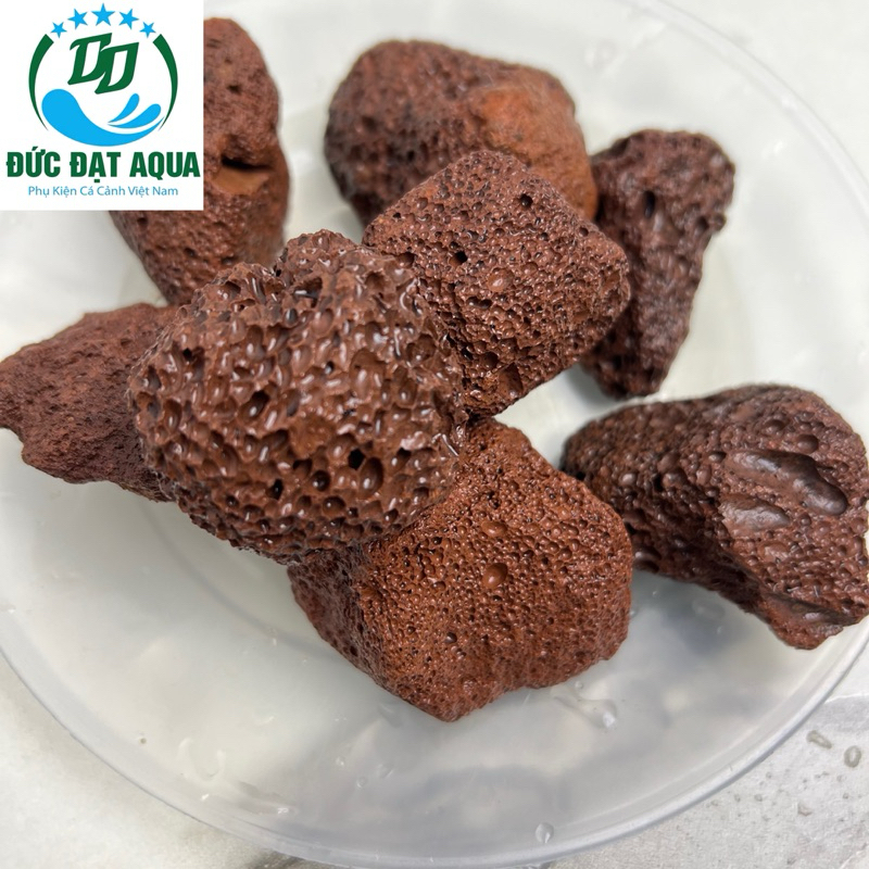 đá nham thạch đỏ 1kg Trung Quốc cỡ to lọc nước cho bể cá cảnh