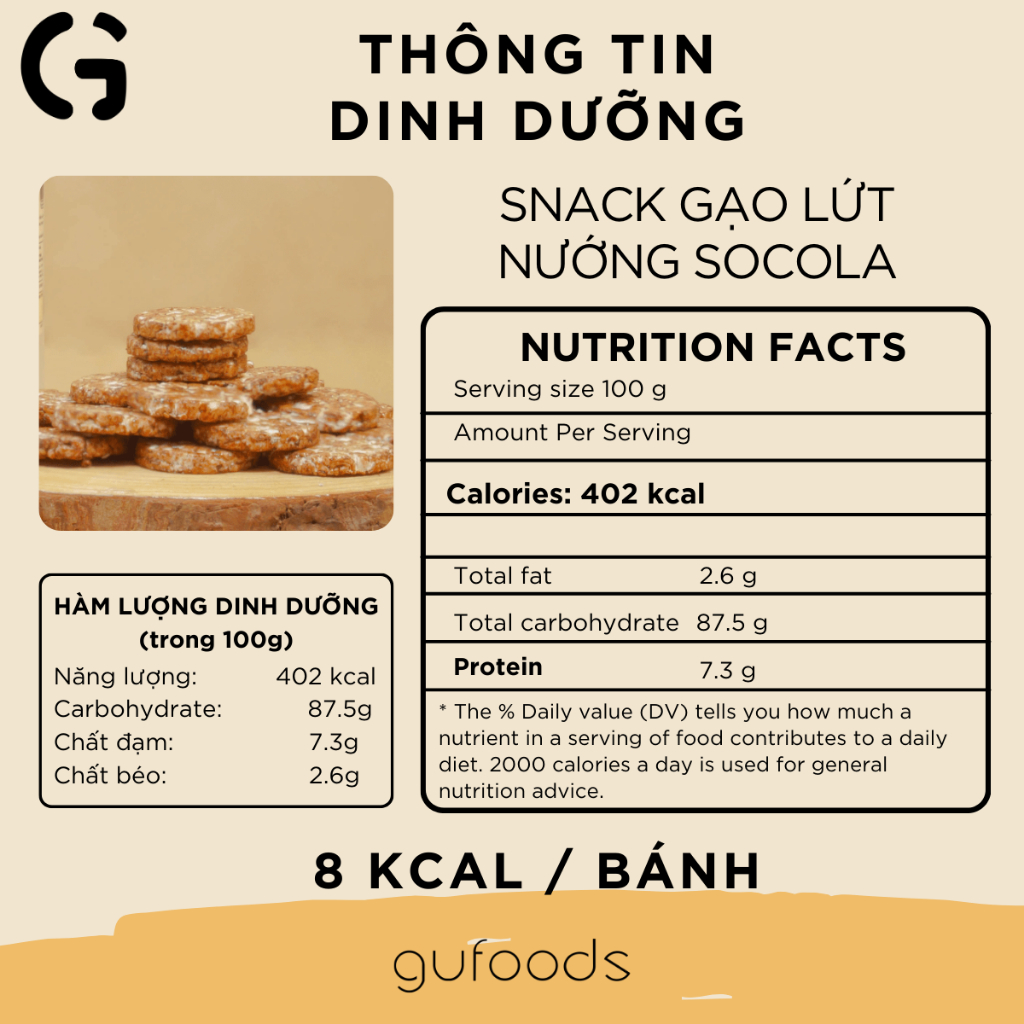 Ảnh Snack gạo lứt ngũ cốc nướng socola GUfoods (Hũ 100g) - Giòn rụm, Thơm ngon, Ăn vặt healthy, Eat clean, Thuần chay 2