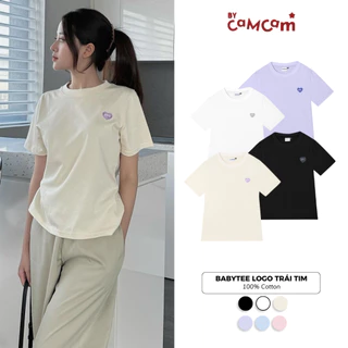 Áo Babytee 𝑩𝒚𝒄𝒂𝒎𝒄𝒂𝒎 Trơn Nhiều Màu Thêu Logo Trái Tim BYC Mẫu Mới