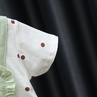 Váy bé gái ngắn tay thun cotton chấm bi phối nơ xinh xắn 0-2 tuổi D1029 Bí Ngô Nhỏ