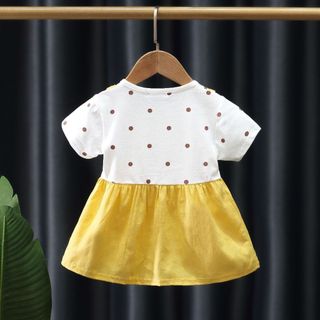 Váy bé gái ngắn tay thun cotton chấm bi phối nơ xinh xắn 0-2 tuổi D1029 Bí Ngô Nhỏ