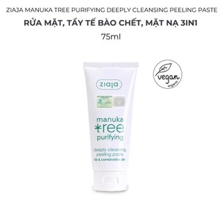 Tẩy Tế Bào Chết, Mặt Nạ 3in1 Ziaja Manuka Tree Purifying Deeply Cleansing Peeling Paste 75ml