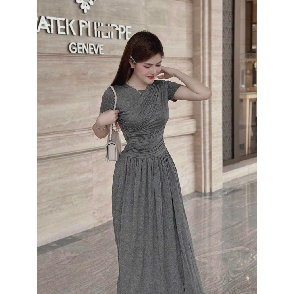 Váy nữ phong cách thời trang Jumato trẻ trung cá tính, đầm nữ tay ngắn dáng dài chất cotton tăm mềm mại cao cấp HCOM2474