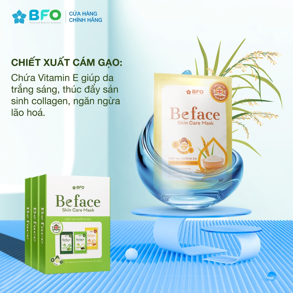 Ảnh Mặt Nạ Dưỡng Ẩm Tinh Chất Trà Xanh Tràm Trà Cám Gạo BFO Beface 1 Miếng 25g 4