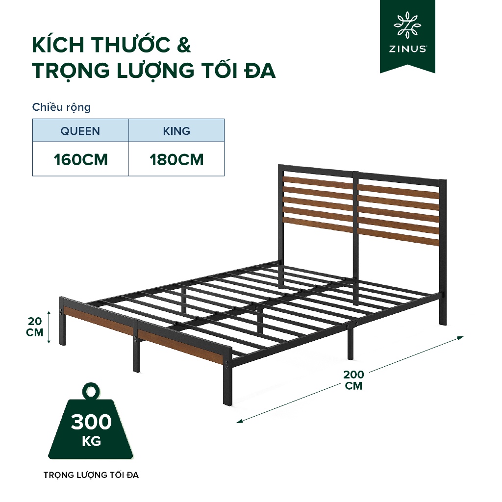 Ảnh Giường Khung Sắt Với Thanh Chắn Bằng Gỗ Tre  -  Kai Bamboo and Metal Platform Bed Frame & Headboard 2