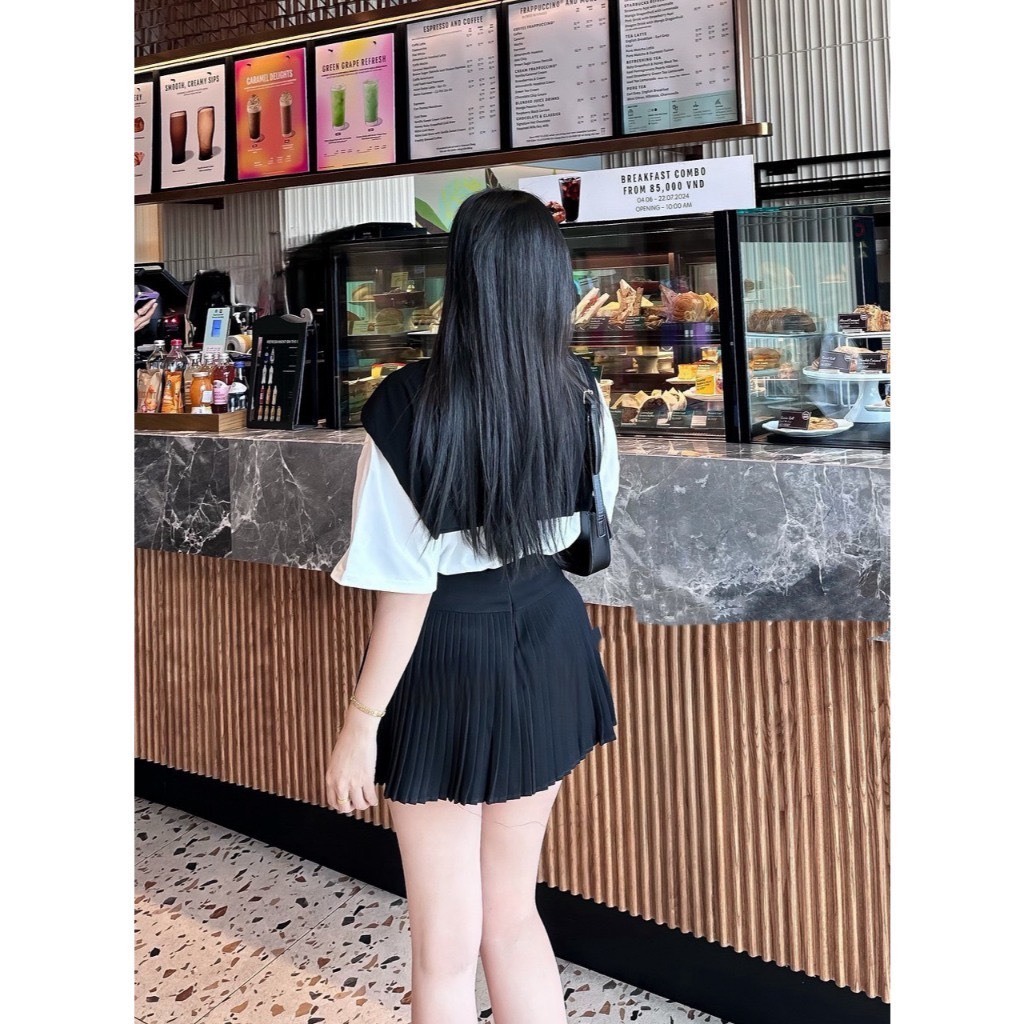 Set đồ nữ áo phông trơn thêu ngựa kèm khăn phối chân váy Jumito, đồ bộ nữ trong cách thời trang hiện đại HCOM2453