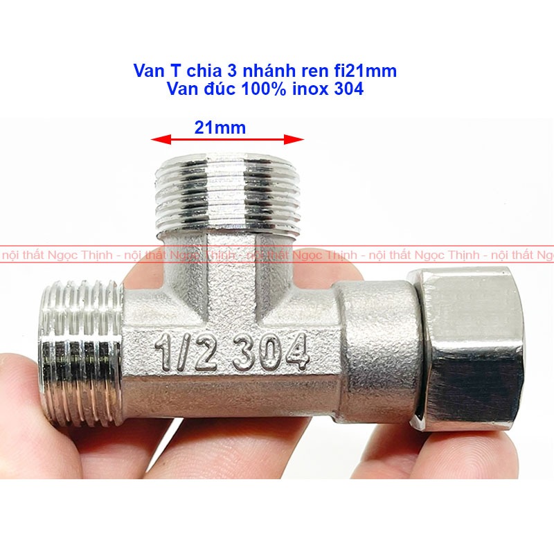 Van T tê cầu 3 nhánh SVT06 đầu ren fi21 inox 304 Đúc Van chia bồn cầu ...