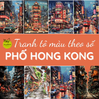 [TỔNG HỢP] Tranh tô màu theo số, Tranh sơn dầu số hóa tự tô Madoca: PHỐ HỒNG KONG ,có khung 40x50cm