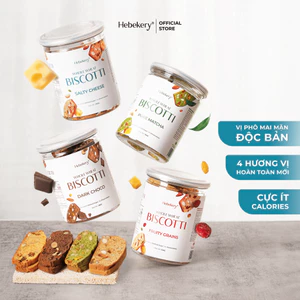 COMBO 4 Hũ Biscotti Ăn Kiêng Nguyên Cám Low Calories (600g) - Bánh Ngũ Cốc Ăn Vặt Lành Mạnh Hebekery