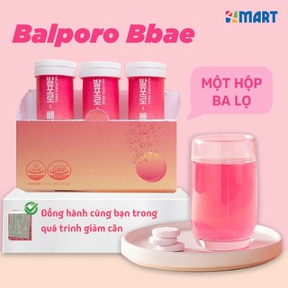 Viên sủi uống hỗ trợ giảm cân hiệu quả chính hãng Balporo BBae Hàn Quốc 1 hộp 3 lọ 10 viên.