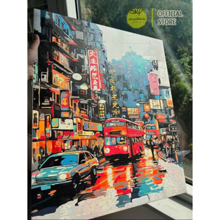 [TỔNG HỢP] Tranh tô màu theo số, Tranh sơn dầu số hóa tự tô Madoca: PHỐ HỒNG KONG ,có khung 40x50cm