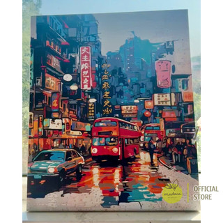 [TỔNG HỢP] Tranh tô màu theo số, Tranh sơn dầu số hóa tự tô Madoca: PHỐ HỒNG KONG ,có khung 40x50cm