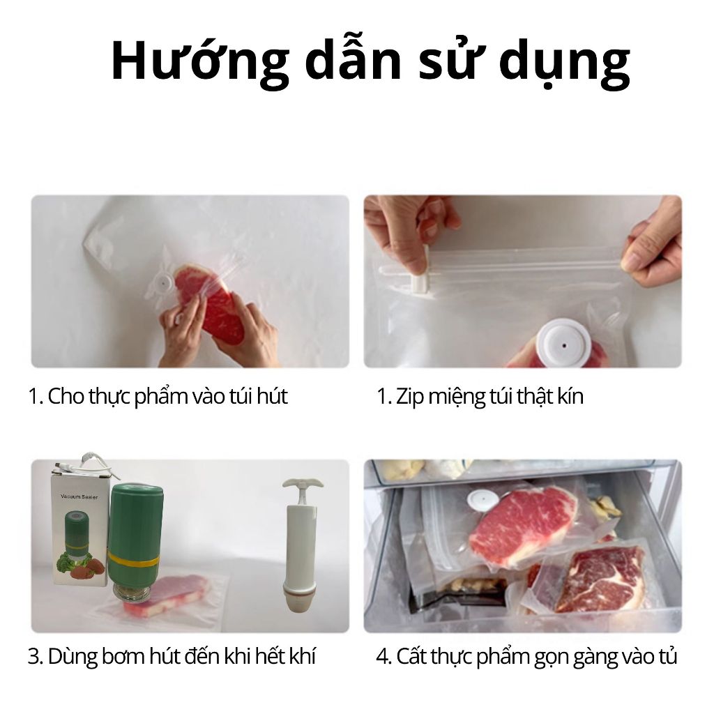 Ảnh Túi hút chân không thực phẩm van nổi khóa zip bảo quản thực phẩm lâu hơn tươi hơn an toàn 4