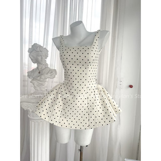 [HAN’S STORE ]VÁY HAI DÂY CHẤM BI ÉP NHUNG NỔI TÙNG BỒNG BỀNH (ẢNH THẬT)