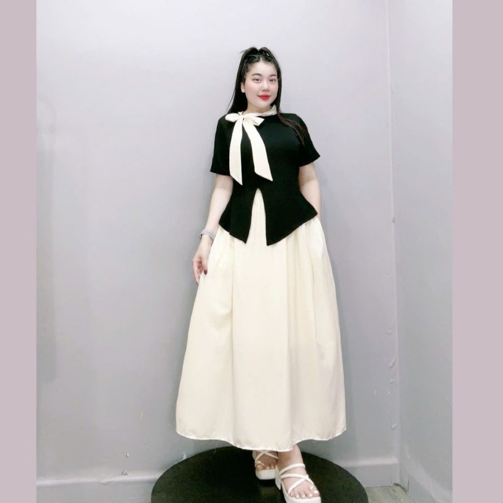 Set Bigsize Nữ(Áo +Váy) Vải Thun Ruby Co Giãn Lên Phom Che Khuyết Điểm Đỉnh Cao 60-95kg SET848