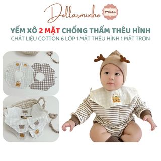 (Thêu hình) Yếm phong cách Hàn Quốc có 2 mặt thay đổi ( không kèm dây đeo ti giả trong hình)