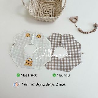 (Thêu hình) Yếm phong cách Hàn Quốc có 2 mặt thay đổi ( không kèm dây đeo ti giả trong hình)