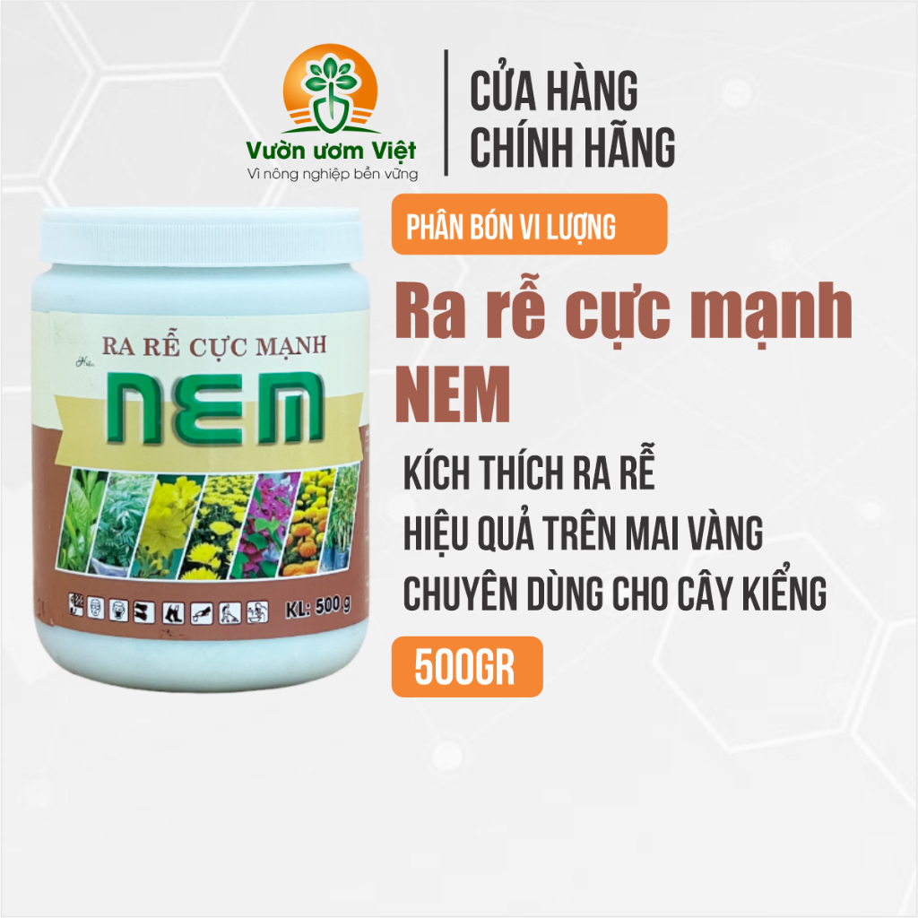 Phân bón kích rễ NEM siêu kích rễ dưỡng lá cực mạnh cho rau màu, cây ăn trái, cây kiểng - 500gr