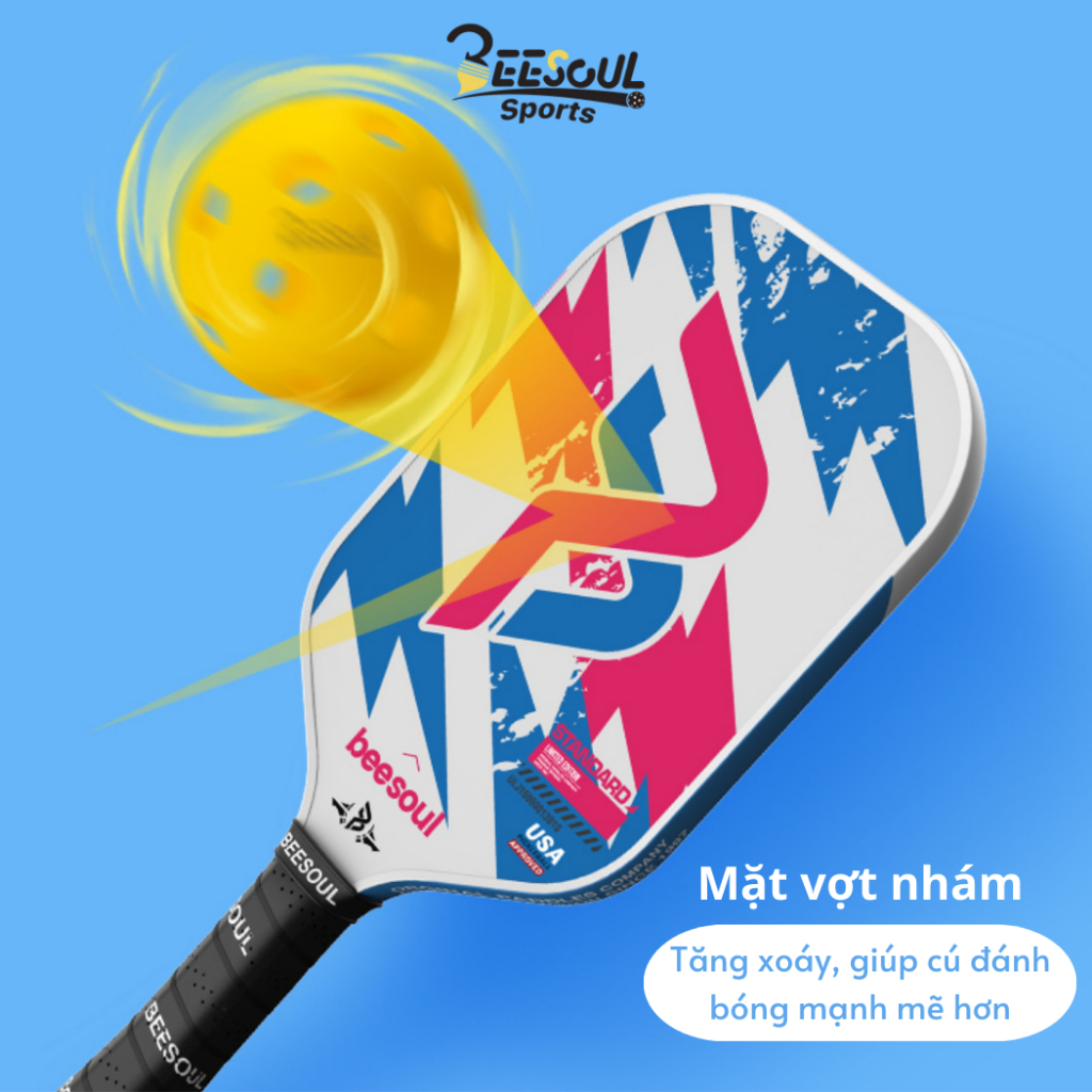 Vợt Pickleball Carbon thi đấu chuyên nghiệp có trợ lực Beesoul, công thủ toàn diện BSTĐ1