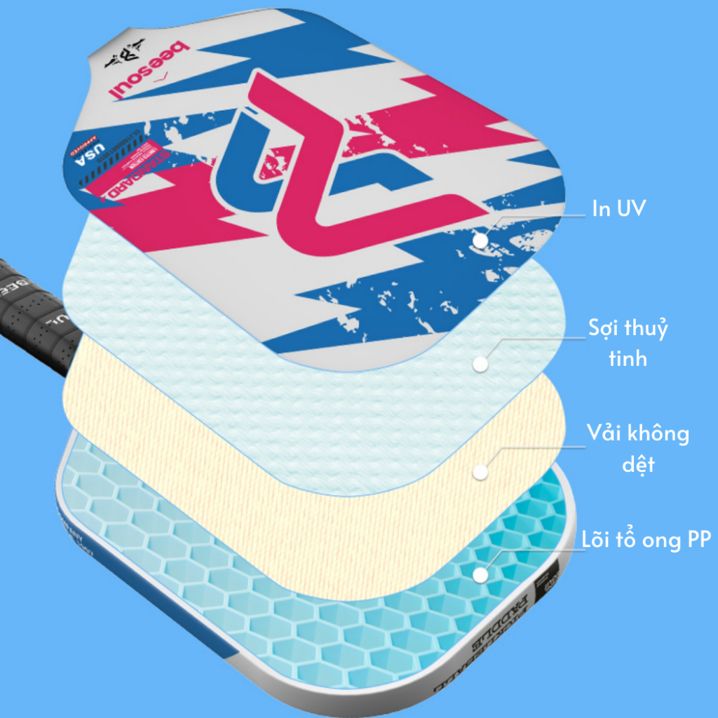 Vợt Pickleball Carbon thi đấu chuyên nghiệp có trợ lực Beesoul, công thủ toàn diện BSTĐ1