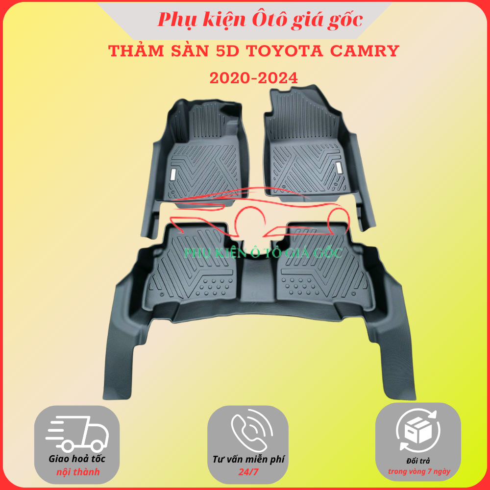 THẢM LÓT SÀN NHỰA  5D TPE TRÀN VIỀN xe TOYOTA CAMRY 2020-2025 - 2 hàng