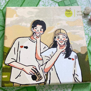 Tranh tô màu số hóa 20x20cm có khung Con người - Cặp Đôi - Cô gái