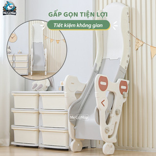 Cầu Trượt Cho Bé Tặng kèm Bóng Rổ + Ném Vòng, Cầu Trượt Cho Bé Trai Bé Gái Gấp Gọn Tiện Lợi Chất Liệu  An Toàn