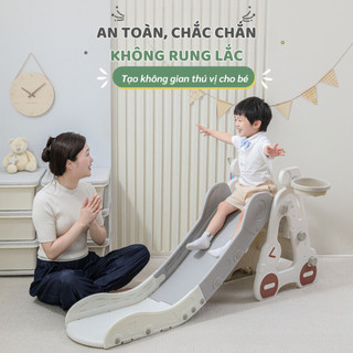 Cầu Trượt Cho Bé Tặng kèm Bóng Rổ + Ném Vòng, Cầu Trượt Cho Bé Trai Bé Gái Gấp Gọn Tiện Lợi Chất Liệu  An Toàn
