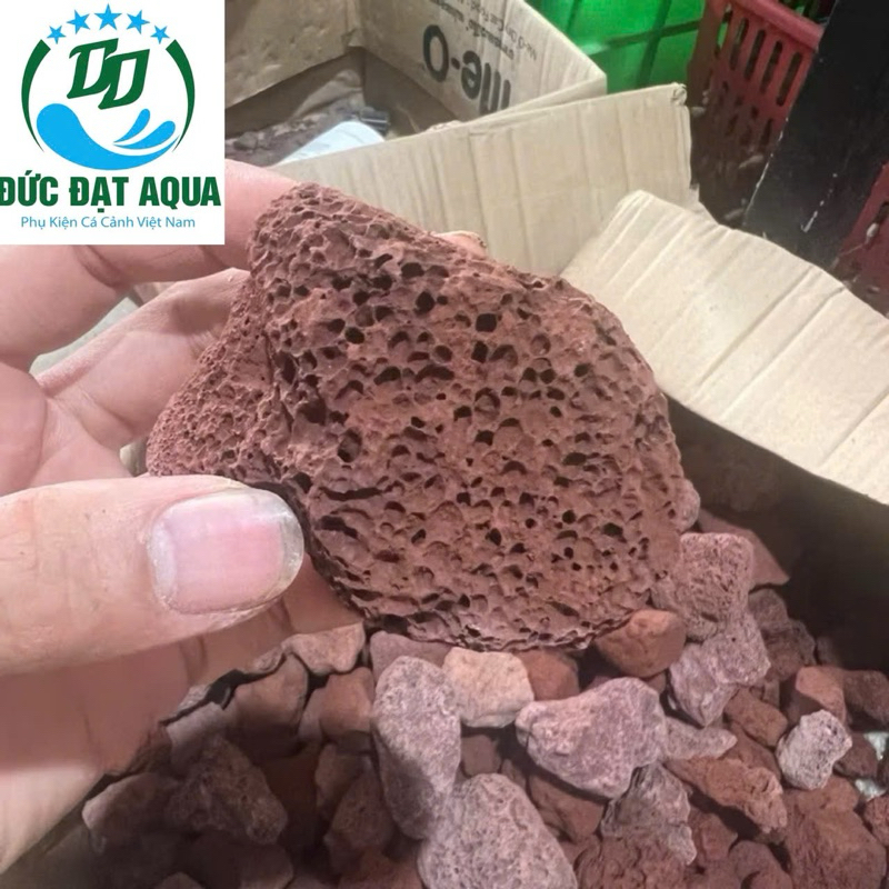 đá nham thạch đỏ 1kg Trung Quốc cỡ to lọc nước cho bể cá cảnh 8