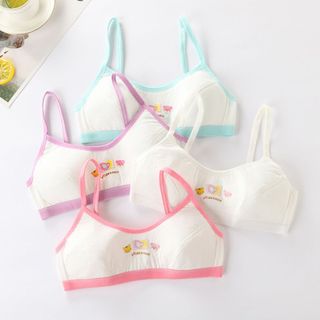 Áo lót học sinh tuổi dậy thì chất cotton thấm hút mồ hôi kiểu dáng viền màu in hình cute DEVARI B528