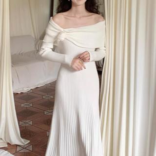 Đầm Dệt Kim Lệch Vai Cổ Điển Phong Cách Pháp Mùa Thu Đông AL09