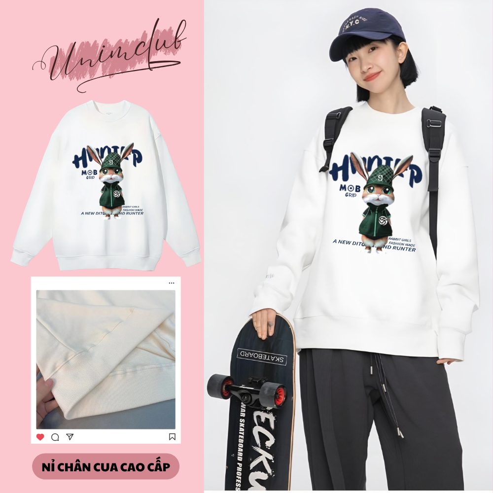 [Vải Nỉ Cao Cấp] Áo Sweater Gấu Whoau Chuột Hunter Unisex Vải Nỉ Chân Cua Cao Cấp Không Xù Form Rộng Unim Store - SW19