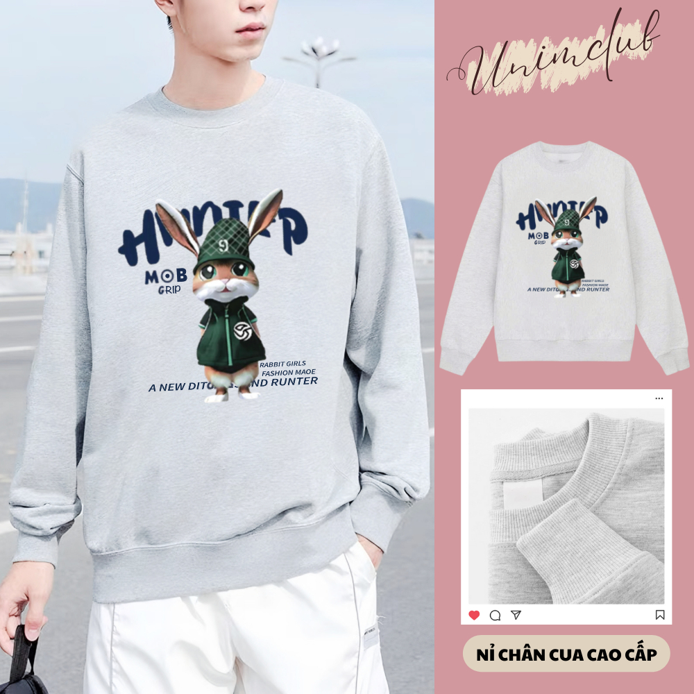 [Vải Nỉ Cao Cấp] Áo Sweater Gấu Whoau Chuột Hunter Unisex Vải Nỉ Chân Cua Cao Cấp Không Xù Form Rộng Unim Store - SW19