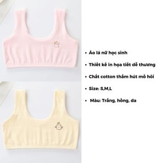 Áo lá bé chất cotton thấm hút mồ hôi thoáng khí, Áo lót học sinh gái dậy thì họa tiết dễ thương B341