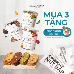 COMBO 3 Hũ Biscotti Ăn Kiêng Nguyên Cám Low Calories (450g) - Bánh Ngũ Cốc Ăn Vặt Lành Mạnh Hebekery