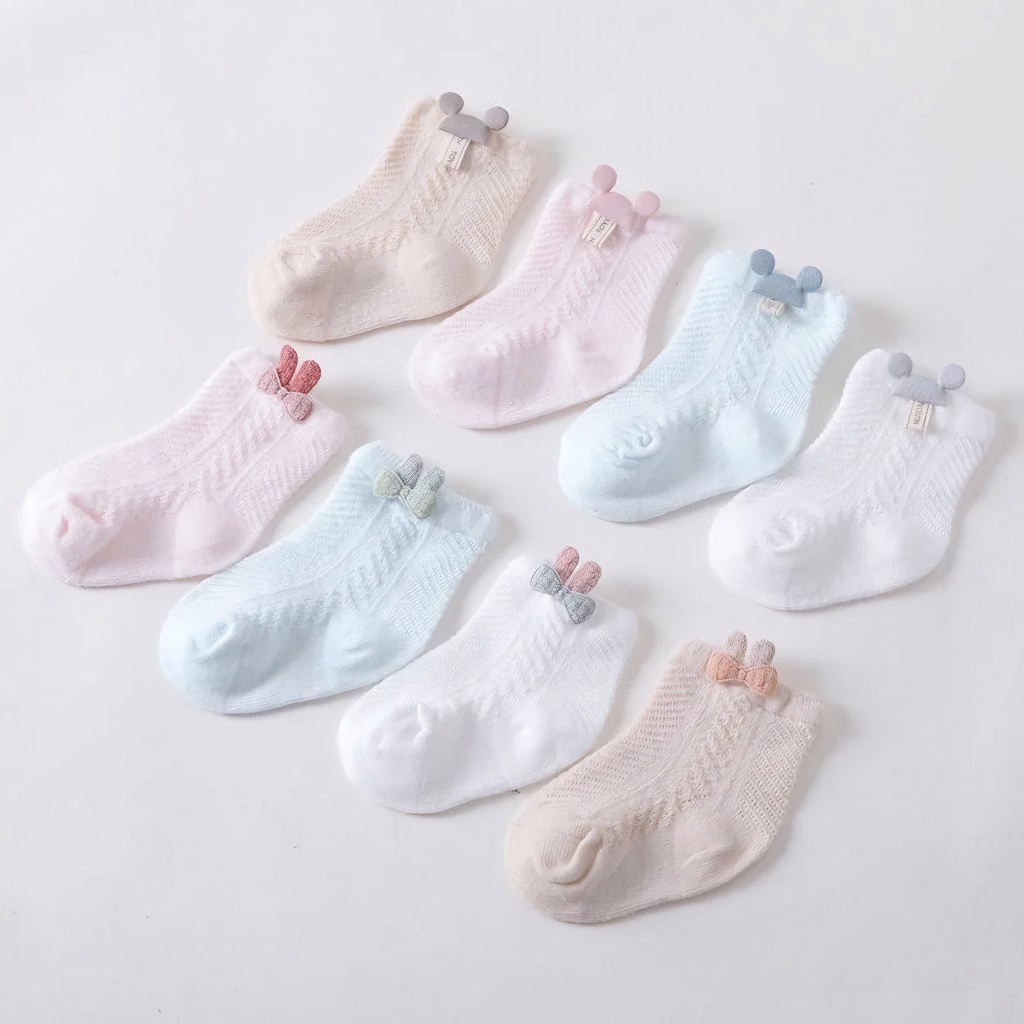 [Set 4] Tất lưới Mickey phong cách Hàn Quốc màu pastel cho bé 0-24 tháng tuổi BQ03 - 3sbaby