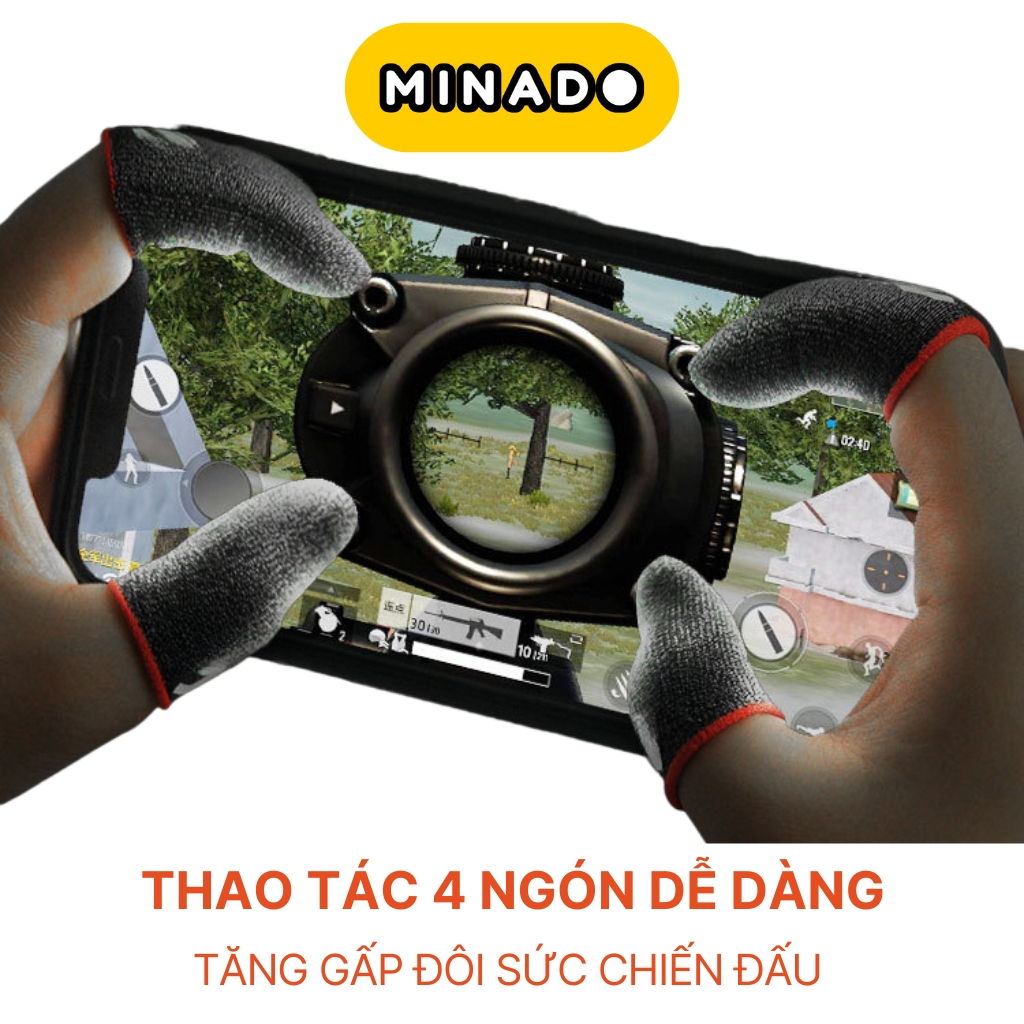 Bao tay chơi game ff Pubg Liên Quân siêu nhạy sợi bạc SHEZI - găng tay chơi game cao cấp - Minado