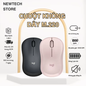 Chuột Không Dây Logitechs M220 Không Tiếng Động Độ Nhạy Cao Giảm Tiếng Ồn Dùng Cho Máy Tính NEWTECH