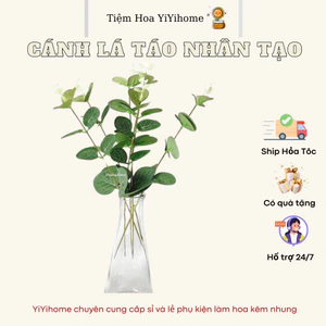 Cành Lá Táo, Lá Bạch Đàn Nhân Tạo 30cm Trang Trí Nhà Cửa, Phòng DIY Handmade YiYihome