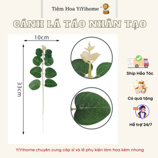 Cành Lá Táo, Lá Bạch Đàn Nhân Tạo 30cm Trang Trí Nhà Cửa, Phòng DIY Handmade YiYihome