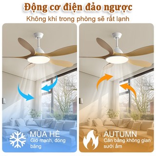 Gogeous quạt trần có đèn 46/56 3 chế độ màu đèn kèm điều khiển từ xa 46/56 inch, quạt trần cánh gỗ