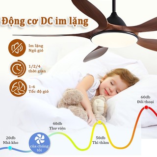 Gogeous quạt trần có đèn 46/56 3 chế độ màu đèn kèm điều khiển từ xa 46/56 inch, quạt trần cánh gỗ