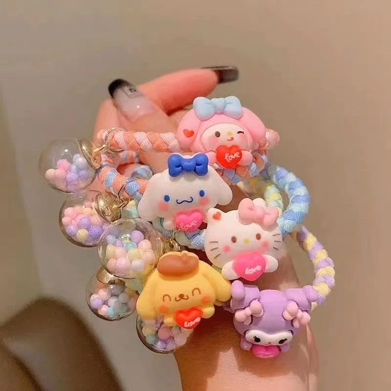Set 2 Dây Cột Tóc Đính Charm Nhân Vật Hoạt Hình Sanrio Dễ Thương Xinh Xắn Phụ Kiện Tóc Cho Bé Empoli