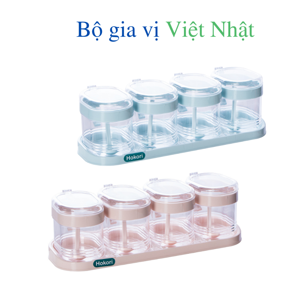Lọ đựng gia vị nhà bếp, Hộp đựng bột canh mỳ chính, Lọ đựng gia vị kèm muỗng Chính Hãng Việt Nhật