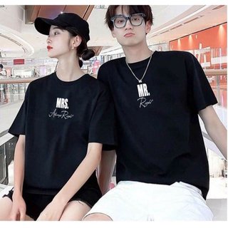 Áo cặp nam nữ, áo đôi in chữ MR MRS ( giá 1 áo) chất cotton thoáng mát thấm hút không bong tróc